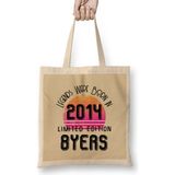 Humuts Born in 2014 Gift 2014 Birthday Gift-Made Born in 2014 Gift-8 Year Old Birthday Gift Vintage Style Uzun Saplı Açık Bej Bez Çanta