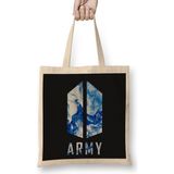 Humuts Bts Army Logo Abstract Ocean Blue Sea Kpop Army Bez Çanta