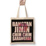 Humuts Bts Chim And Words Pink Watercolours Army Kpop Bez Çanta