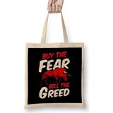 Humuts Buy The Fear Sell The Greed Bull Market Investing Bez Uzun Saplı Açık Bej Rengi Çanta