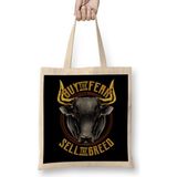 Humuts Buy The Fear Sell The Greed Bull Stock Market Bez Uzun Saplı Açık Bej Rengi Çanta