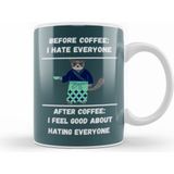 Humuts Cat Funny Coffee Drinks Lover Gift Quote Ninja Vintage Retro Rainbow Style Kupa Bardak