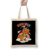 Humuts Cute Funny Dinocorn Dinosaur Unicorn Uzun Saplı Açık Bej Bez Çanta