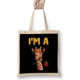 Humuts Cute Funny Im A Giraffe Adorable Giraffes Bez Uzun Saplı Açık Bej Rengi Çanta