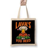 Humuts Cute Funny Lavas All You Need Volcano Pun Bez Uzun Saplı Açık Bej Rengi Çanta