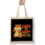 Humuts Cute Soft And Sleepy But Will Fight You Hamster Açık Bej Uzun Saplı Bez Çanta
