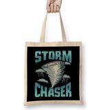Humuts Cute Storm Chaser Severe Weather Tornado Obsessed Açık Bej Uzun Saplı Bez Çanta