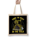 Humuts Cute Time To Test Yourself In The Wild T Ent Outdoor Camping Açık Bej Uzun Saplı Bez Çanta
