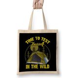 Humuts Cute Time To Test Yourself In The Wild Tent Outdoor Camping Açık Bej Uzun Saplı Bez Çanta