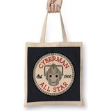 Humuts Cyberman Doctor Who All Star Converse Logo Açık Bej Uzun Saplı Bez Çanta