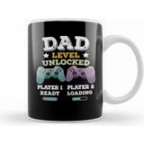 Humuts Dad Level Unlocked Gaming New Dad Baby Announcement Fathers Day Daddy To Be Video Game First 02 Kupa Bardak