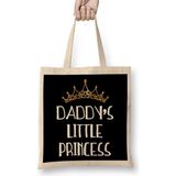 Humuts Daddy's Little Princess White Font Gold Tiara Uzun Saplı Bez Çanta