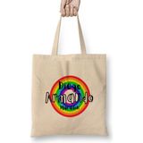 Humuts Diego Armando Maradon- Retro Rainbow Style Açık Bej Uzun Saplı Bez Çanta