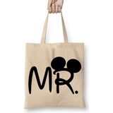 Humuts Disney Mickey Mouse Açık Bej Uzun Saplı Bez Çanta