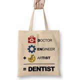 Humuts Doctor Engineer Artist Dentist 024 Uzun Saplı Açık Bej Bez Çanta