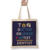 Humuts Doctor Engineer Artist Dentist 04 Uzun Saplı Açık Bej Bez Çanta