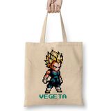 Humuts Dragon Ball Z Pixel Vegeta Açık Bej Uzun Saplı Bez Çanta