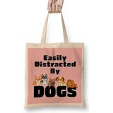 Humuts Easily Distracted By Dogs Puppy Lover 01 Bez Uzun Saplı Açık Bej Rengi Çanta
