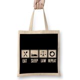 Humuts Eat Sleep Law Repeat School Lawyer Gift 01 Bez Uzun Saplı Açık Bej Rengi Çanta