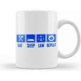 Humuts Eat Sleep Law Repeat School Lawyer Gift 02 Beyaz Kupa