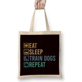 Humuts Eat Sleep Train Dogs Animal Teaching Behavior Dog Trainer Bez Uzun Saplı Açık Bej Rengi Çanta