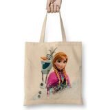 Humuts Elsa Anna Olaf Frozen Kristoff Açık Bej Uzun Saplı Bez Çanta