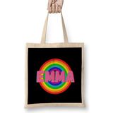 Humuts Emma -Name Personalized Custom - Vintage Retro Rainbow Style Design Gift Baby-Gift For Her Bez Kadın Günlük Çanta