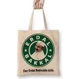 Humuts Erdal Bakkal Açık Bej Uzun Saplı Bez Çanta