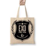 Humuts Exo Logo Açık Bej Uzun Saplı Bez Çanta