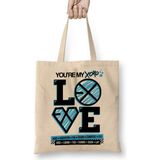 Humuts Exo Xoxo Love Açık Bej Uzun Saplı Bez Çanta