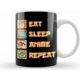 Humuts Funny Eat Sleep Anime Repeat Beyaz Kupa