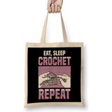 Humuts Funny Eat Sleep Crochet Repeat Cute Crocheting Bez Çanta
