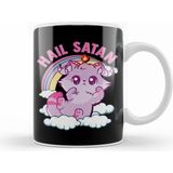 Humuts Funny Satanic Hail Satan Kitten Cute Rainbow Cat Kupa