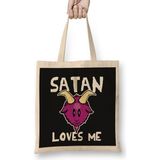 Humuts Funny Satanic Satan Loves Me Lucifer Gift Idea 01 Bez Çanta
