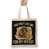 Humuts Funny Thanksgiving You Only Like Me For My Breast Bez Uzun Saplı Açık Bej Rengi Çanta