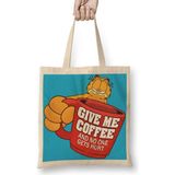 Humuts Garfield Give Me Coffe Garfield Bana Kahve Ver Bez Uzun Saplı Açık Bej Rengi Çanta