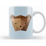 Humuts Geometric Animal Bear Head Kupa Bardak