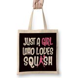 Humuts Girl Who Loves Squash Player Match Indoor Tennis Court Coach Bez Çanta