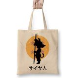 Humuts Goku on Sunset Dragon Ball Uzun Saplı Açık Bej Bez Çanta