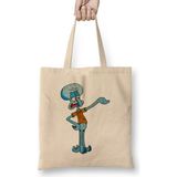 Humuts Grumpy Squidward 01 Açık Bej Uzun Saplı Bez Çanta