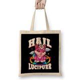 Humuts Hail Lucipurr Cat Rainbow Unicorn Kitty Satanic Uzun Saplı Bez Çanta