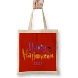Humuts Happy Halloween Day 2021 Açık Bej Uzun Saplı Bez Çanta