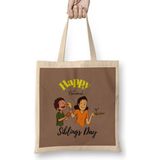 Humuts Happy Siblings Day 2021 Açık Bej Uzun Saplı Bez Çanta