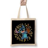 Humuts Happy Stitch Açık Bej Uzun Saplı Bez Çanta