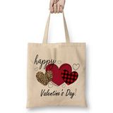 Humuts Happy Valentine's Day Cheetah Print Buffalo Plaid Hearts for Women and Girls Bez Kadın Günlük Çanta