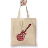 Humuts Harry Styles Guitar 05 Açık Bej Uzun Saplı Bez Çanta