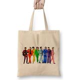 Humuts Harry Styles Rainbow Açık Bej Uzun Saplı Bez Çanta