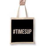 Humuts Hashtag Times Up Açık Bej Uzun Saplı Bez Çanta