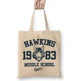 Humuts Hawkins Middle School Stranger Things Bez Uzun Saplı Açık Bej Rengi Çanta