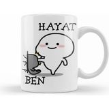 Humuts Hayat Ben Komik Beyaz Porselen Kupa Bardak